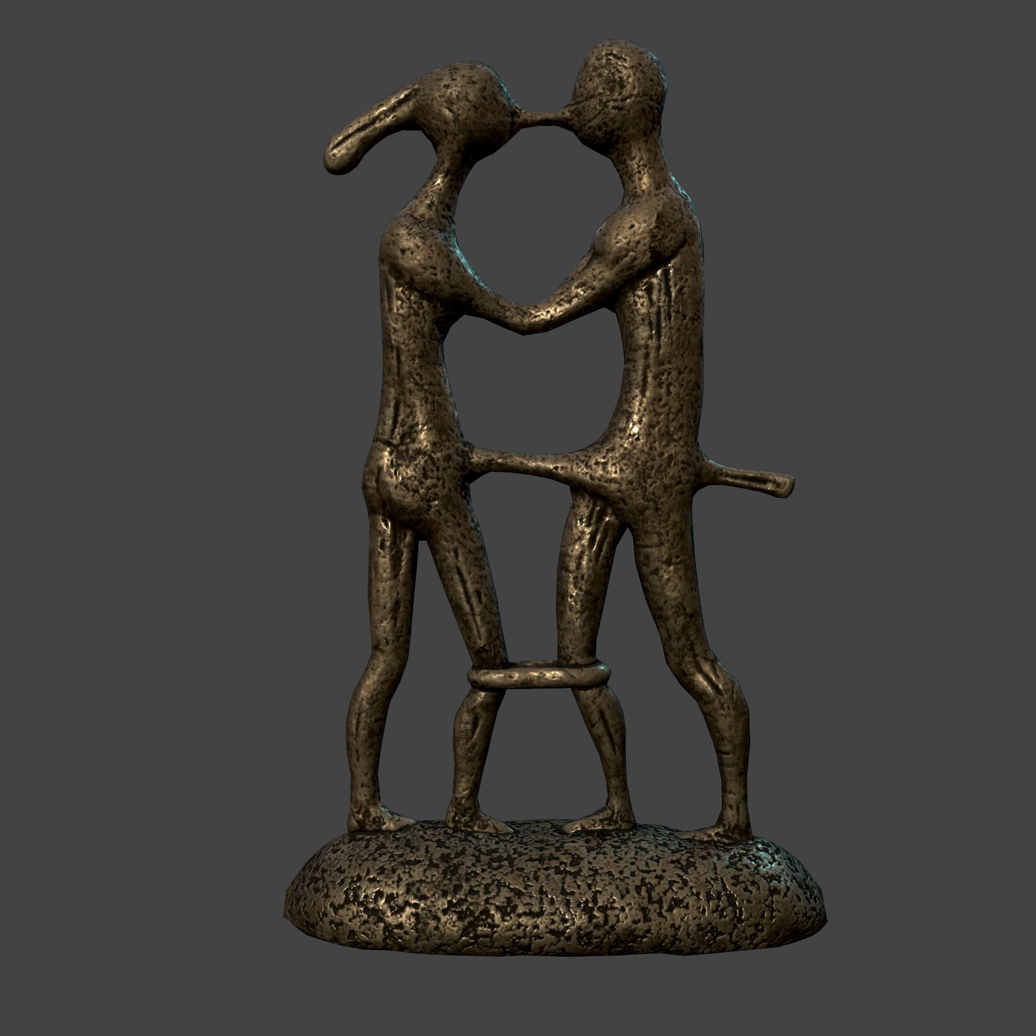 Statue Bridal Couple Low-poly 3D model_10