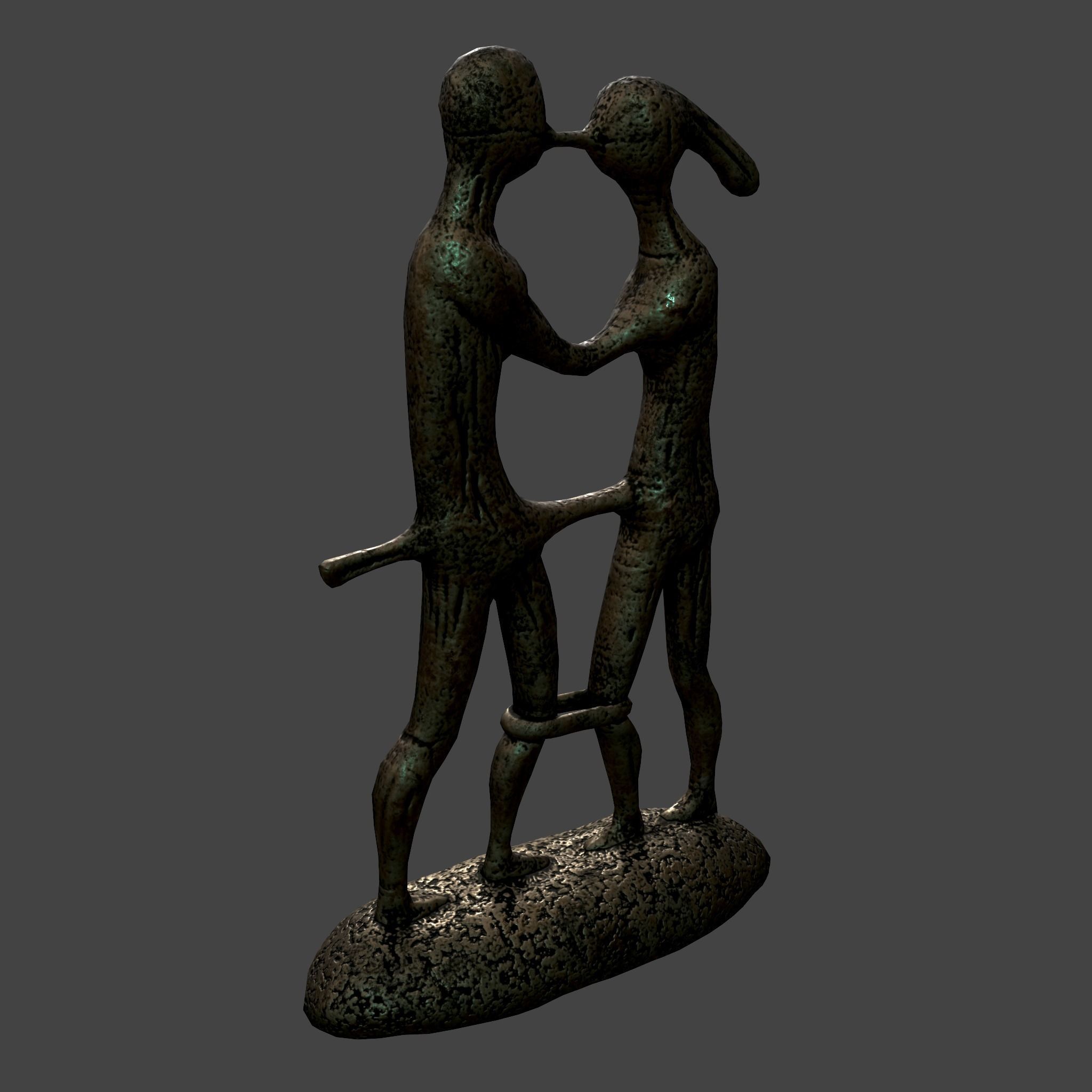 Statue Bridal Couple Low-poly 3D model_3