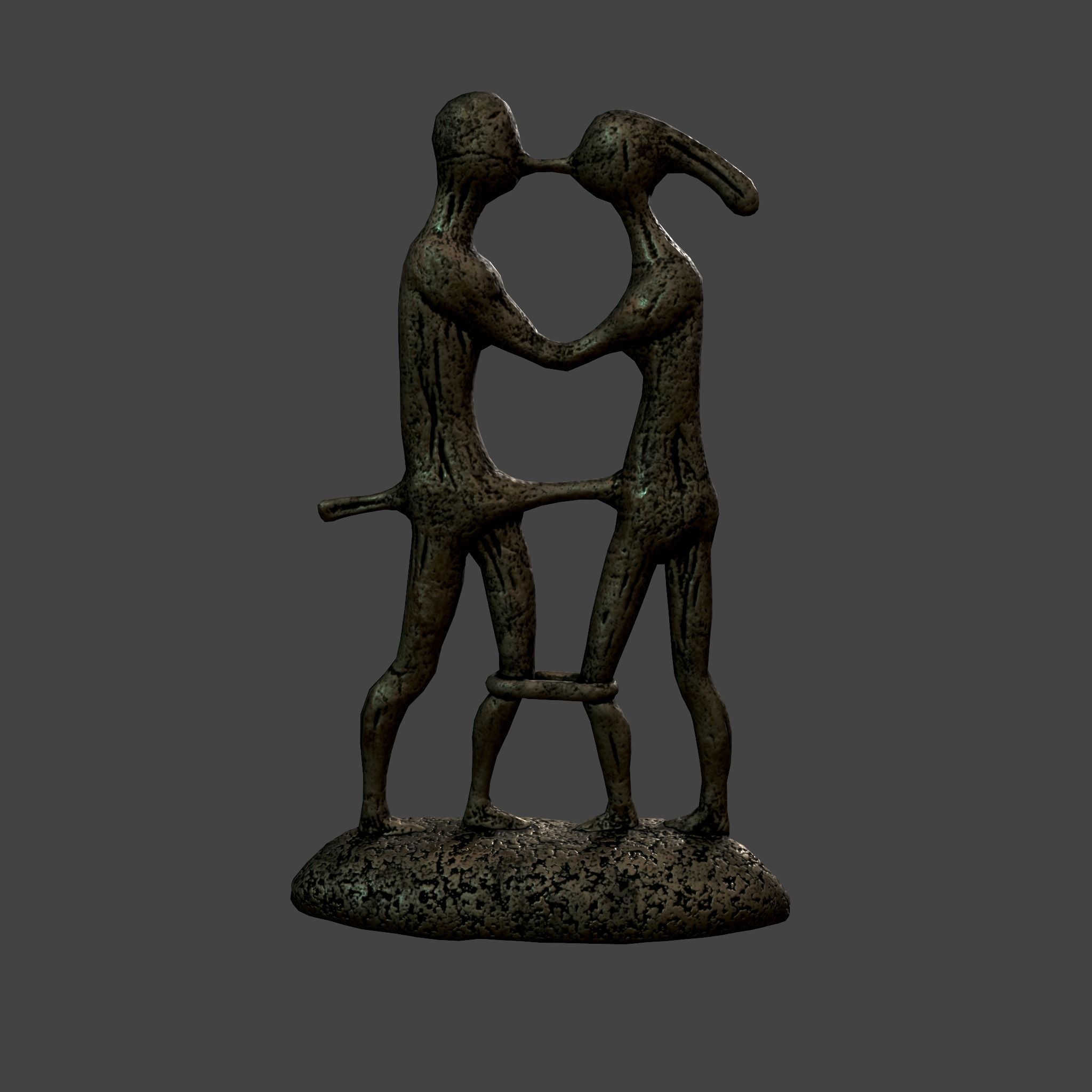 Statue Bridal Couple Low-poly 3D model_9