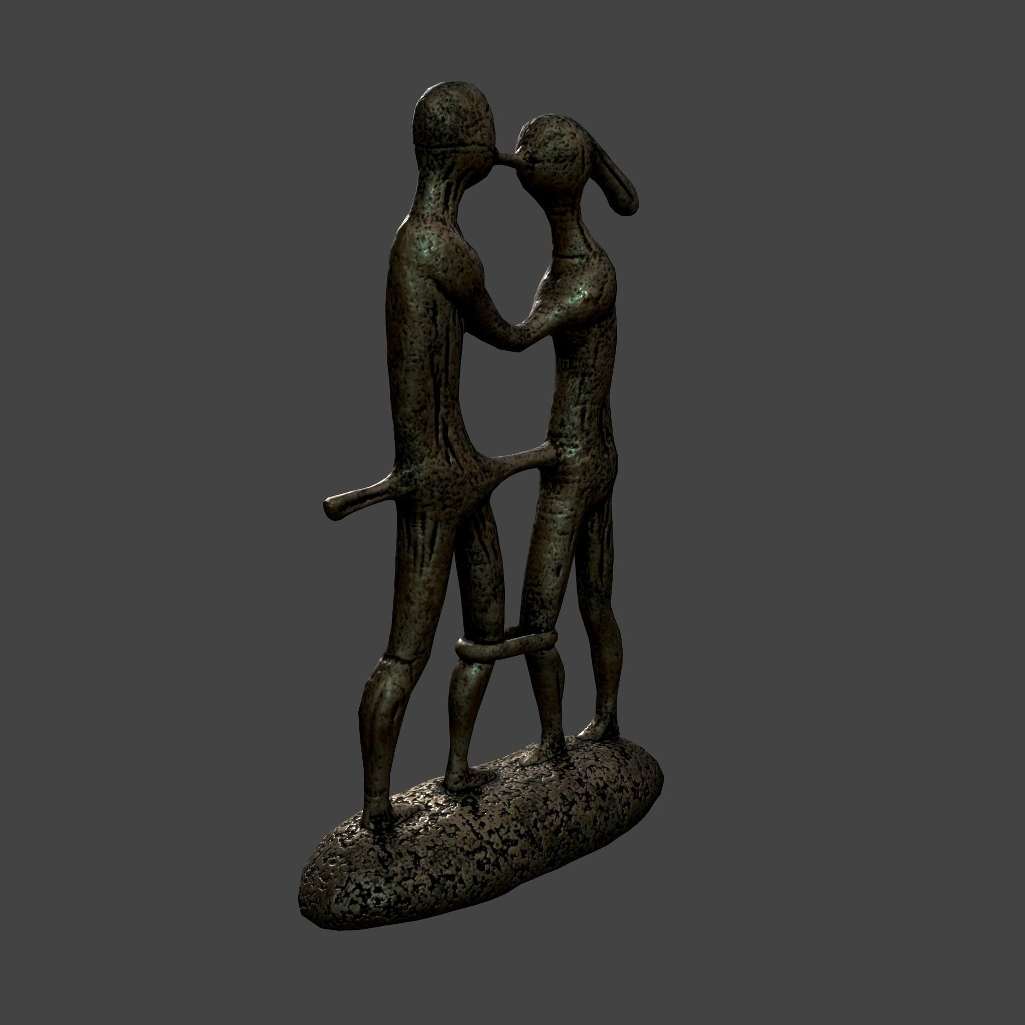 Statue Bridal Couple Low-poly 3D model_7