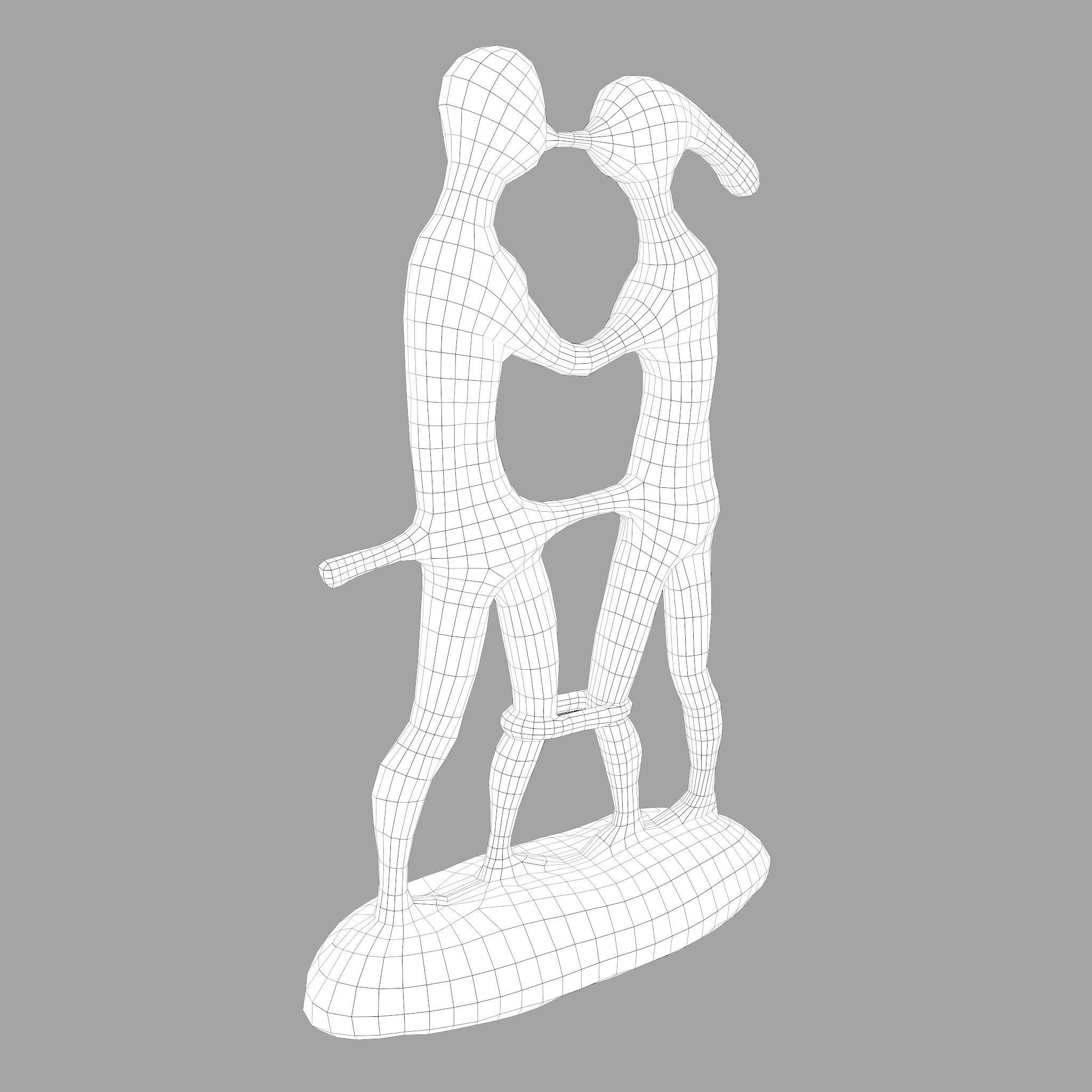 Statue Bridal Couple Low-poly 3D model_4