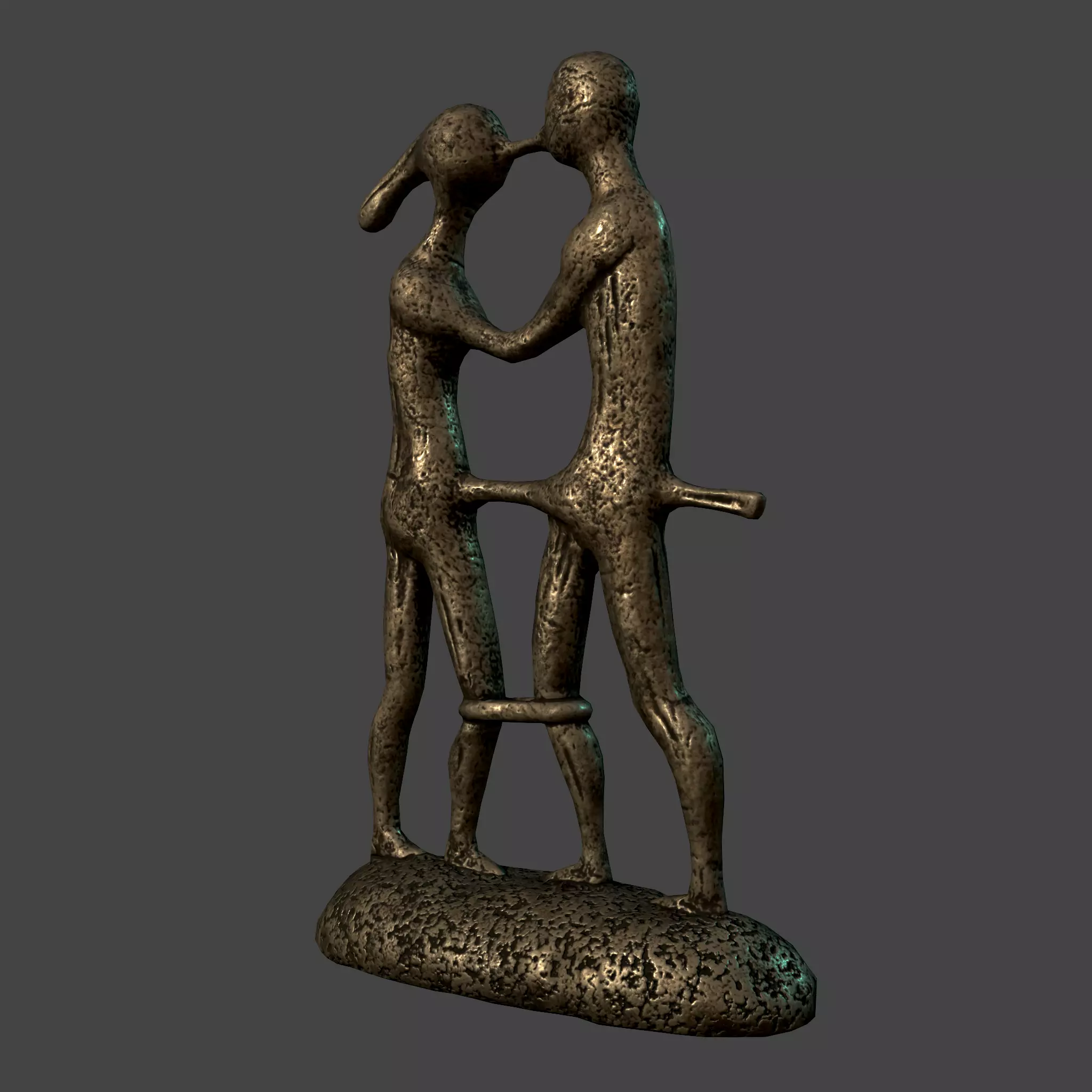 Statue Bridal Couple Low-poly 3D model_0