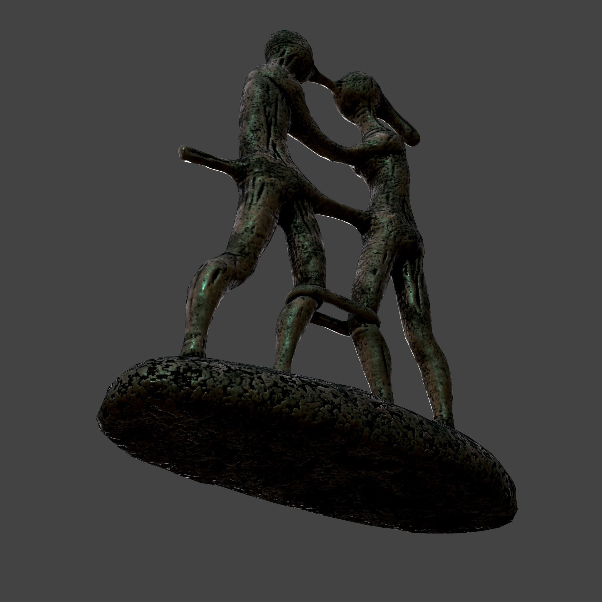 Statue Bridal Couple Low-poly 3D model_12