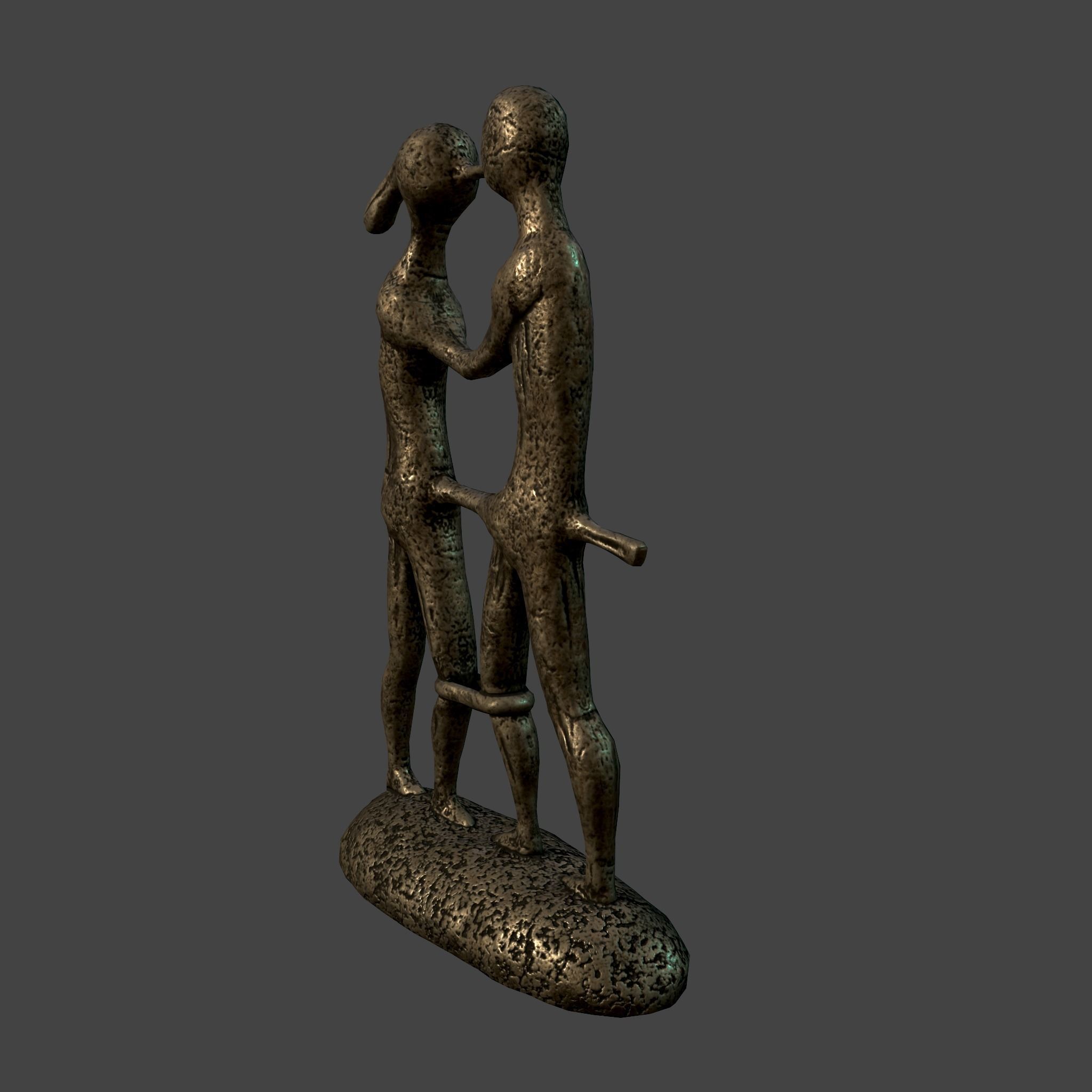 Statue Bridal Couple Low-poly 3D model_6