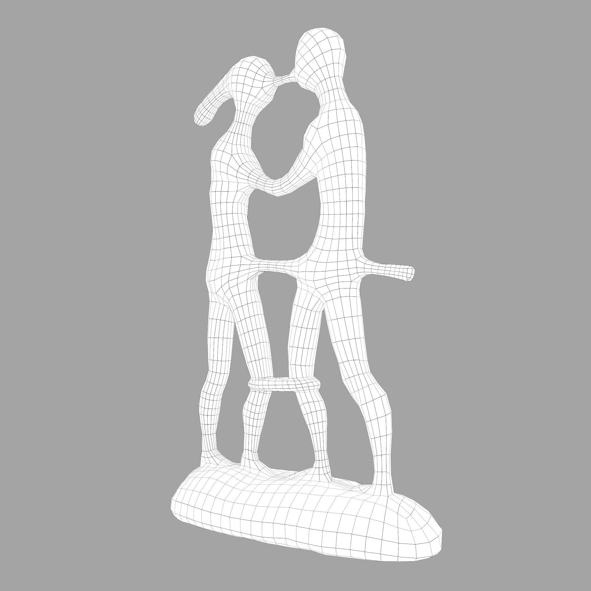 Statue Bridal Couple Low-poly 3D model_2
