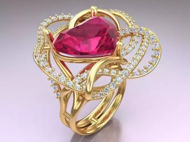 Gemstone rings - Heart stone ring - Diamond rings - N3070