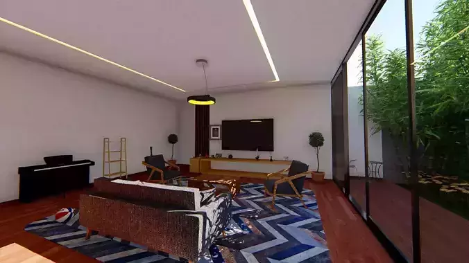 minimalist green Living room design