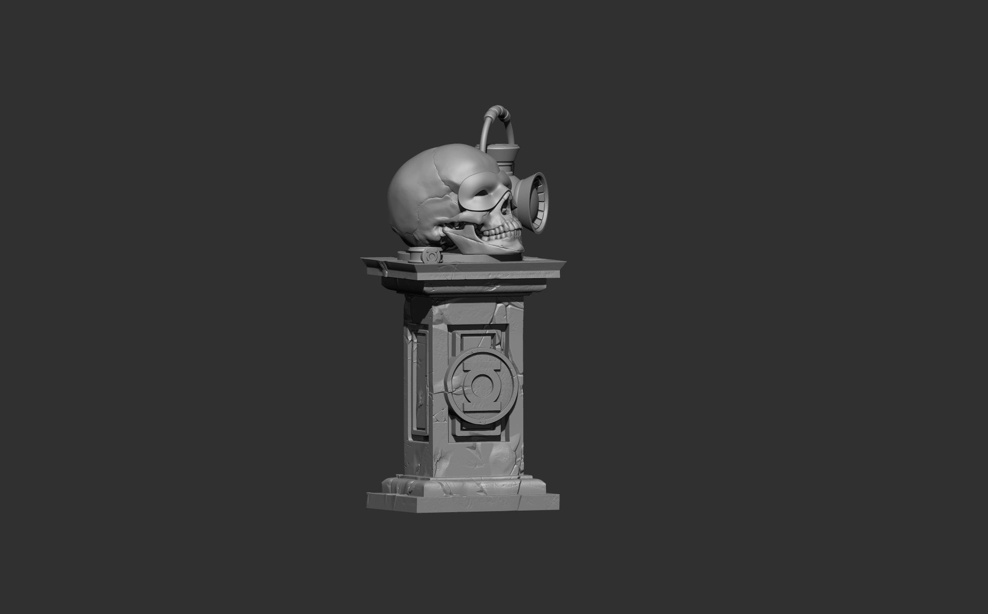 Green Lanter Skull on pedestal 3D print model_9
