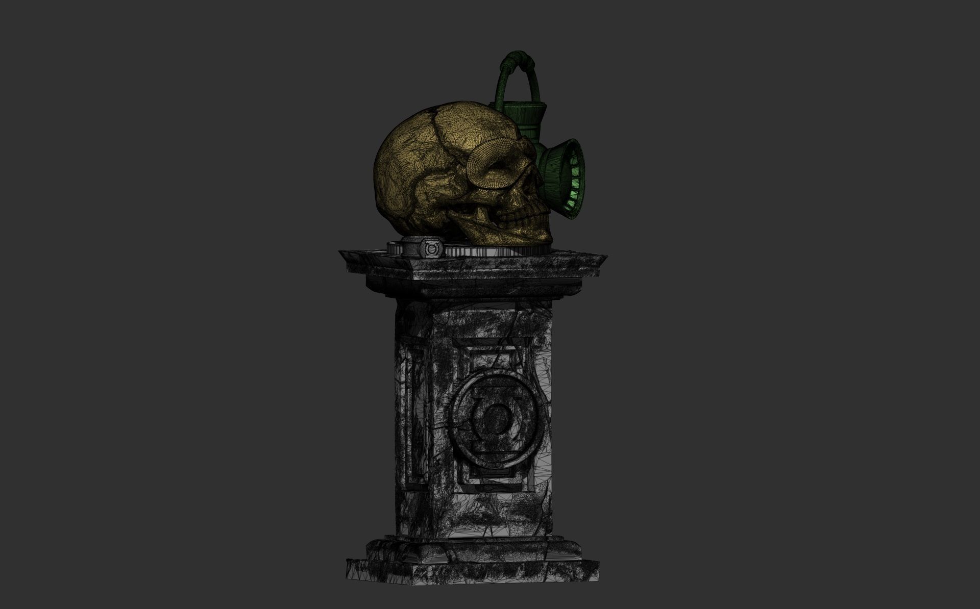 Green Lanter Skull on pedestal 3D print model_12