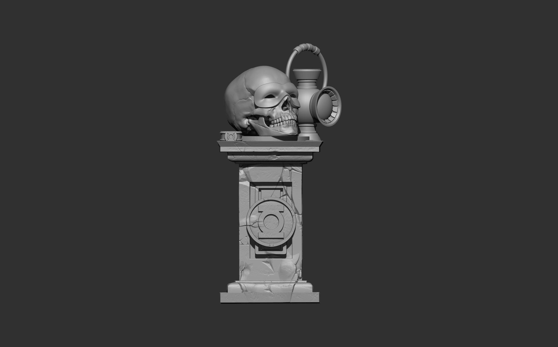 Green Lanter Skull on pedestal 3D print model_10