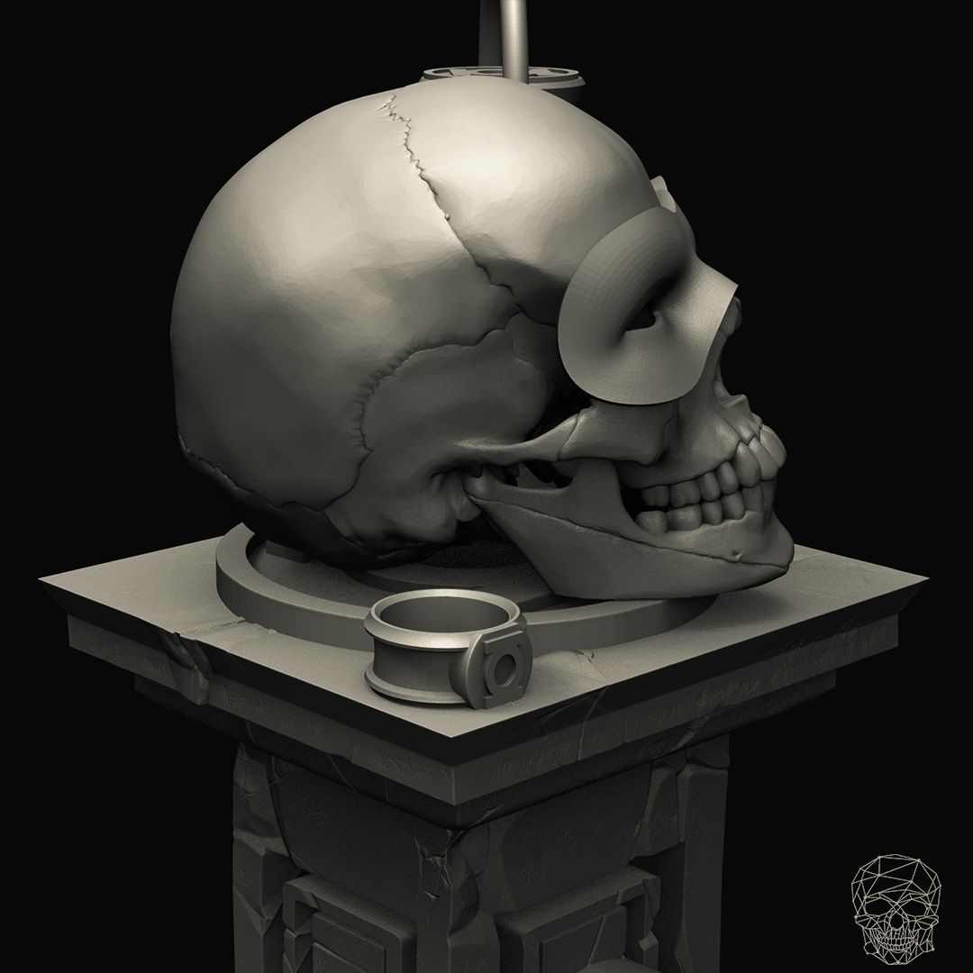 Green Lanter Skull on pedestal 3D print model_4