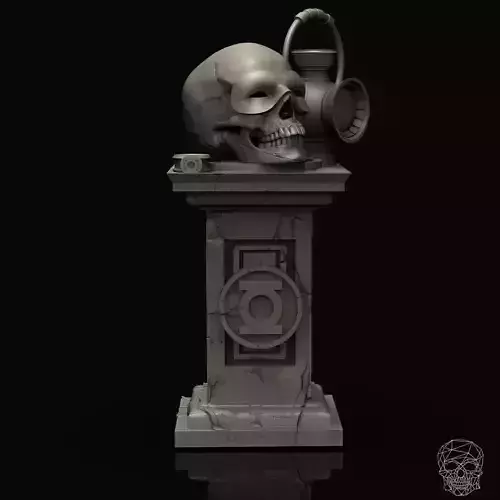 Green Lanter Skull on pedestal