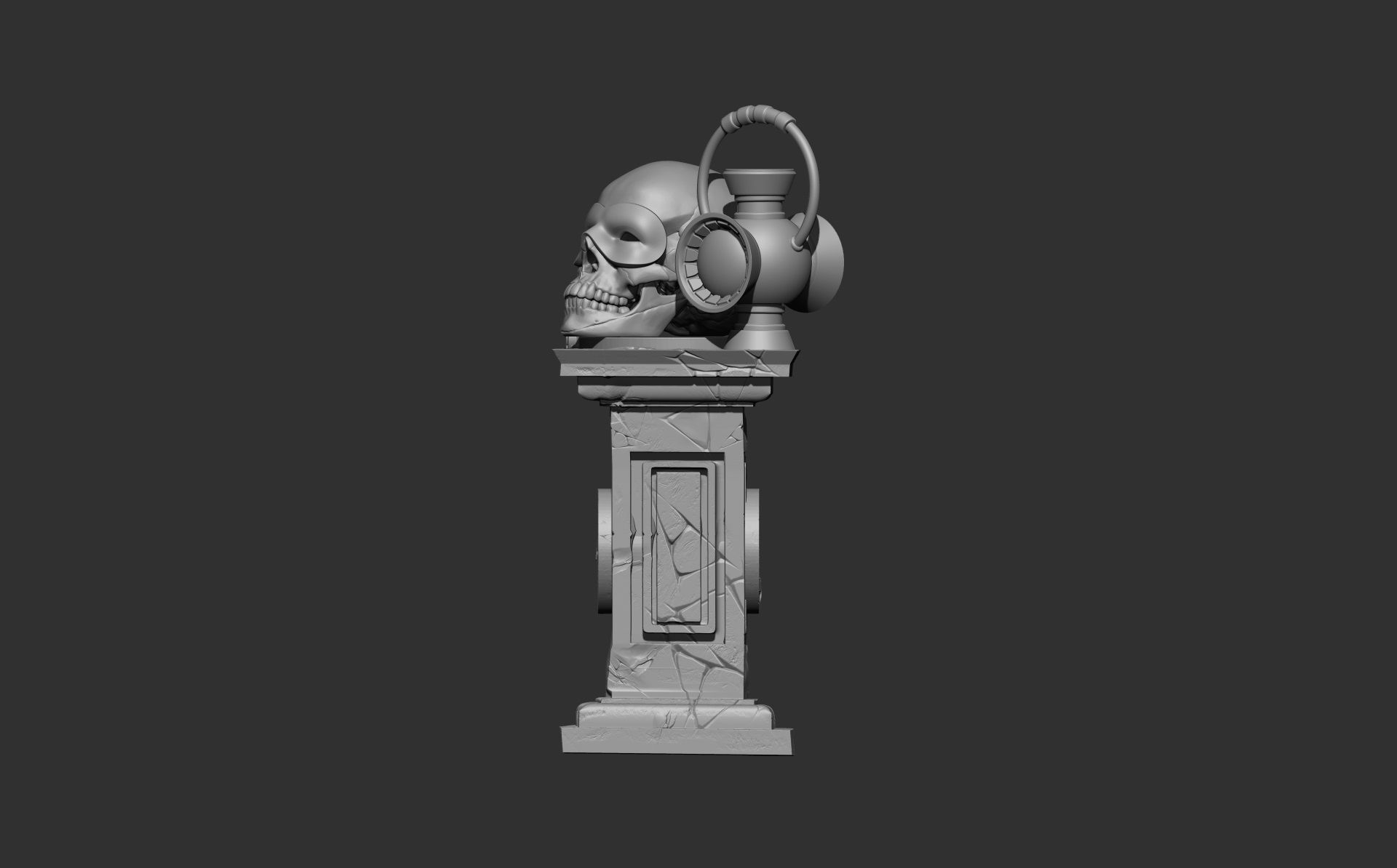Green Lanter Skull on pedestal 3D print model_11