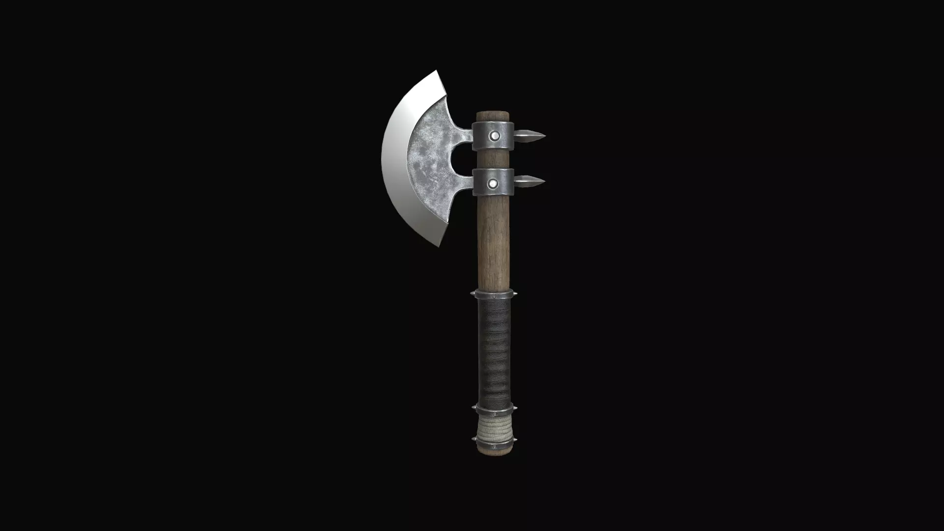 axe medieval Low-poly 3D model_0