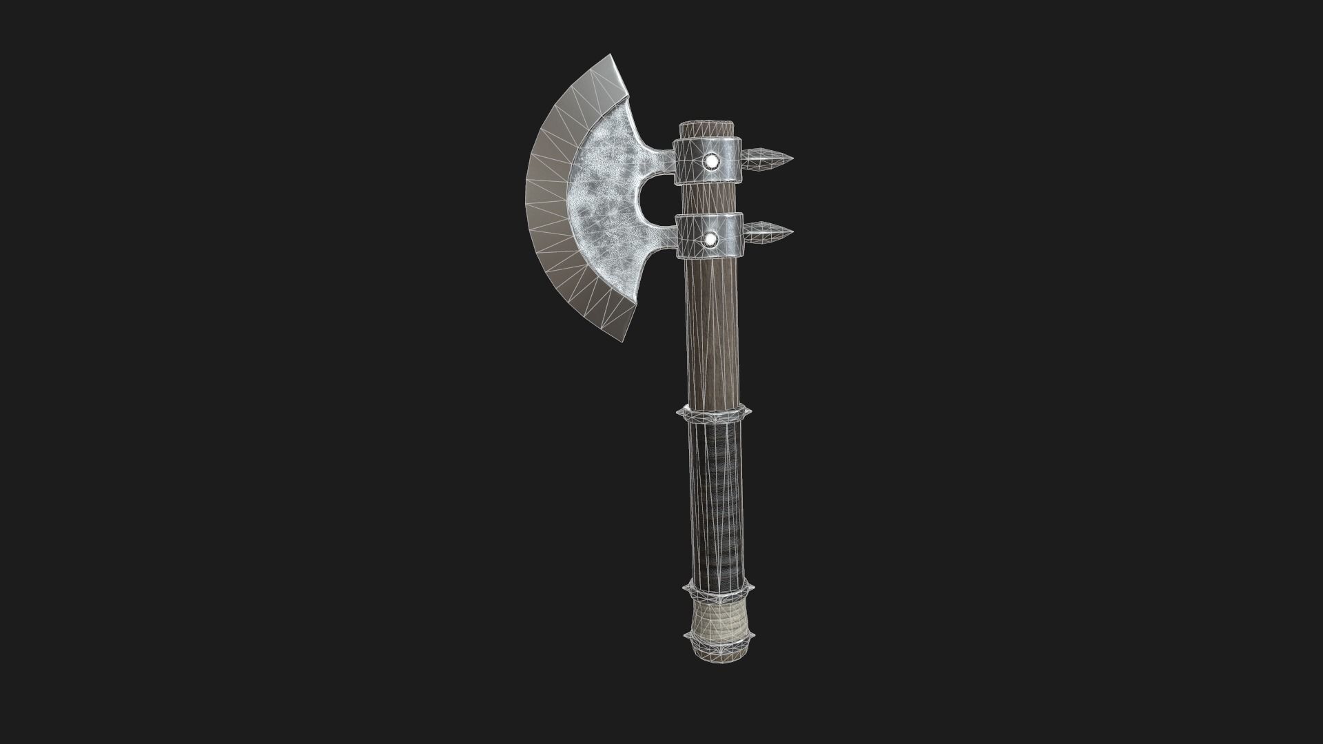 axe medieval Low-poly 3D model_16