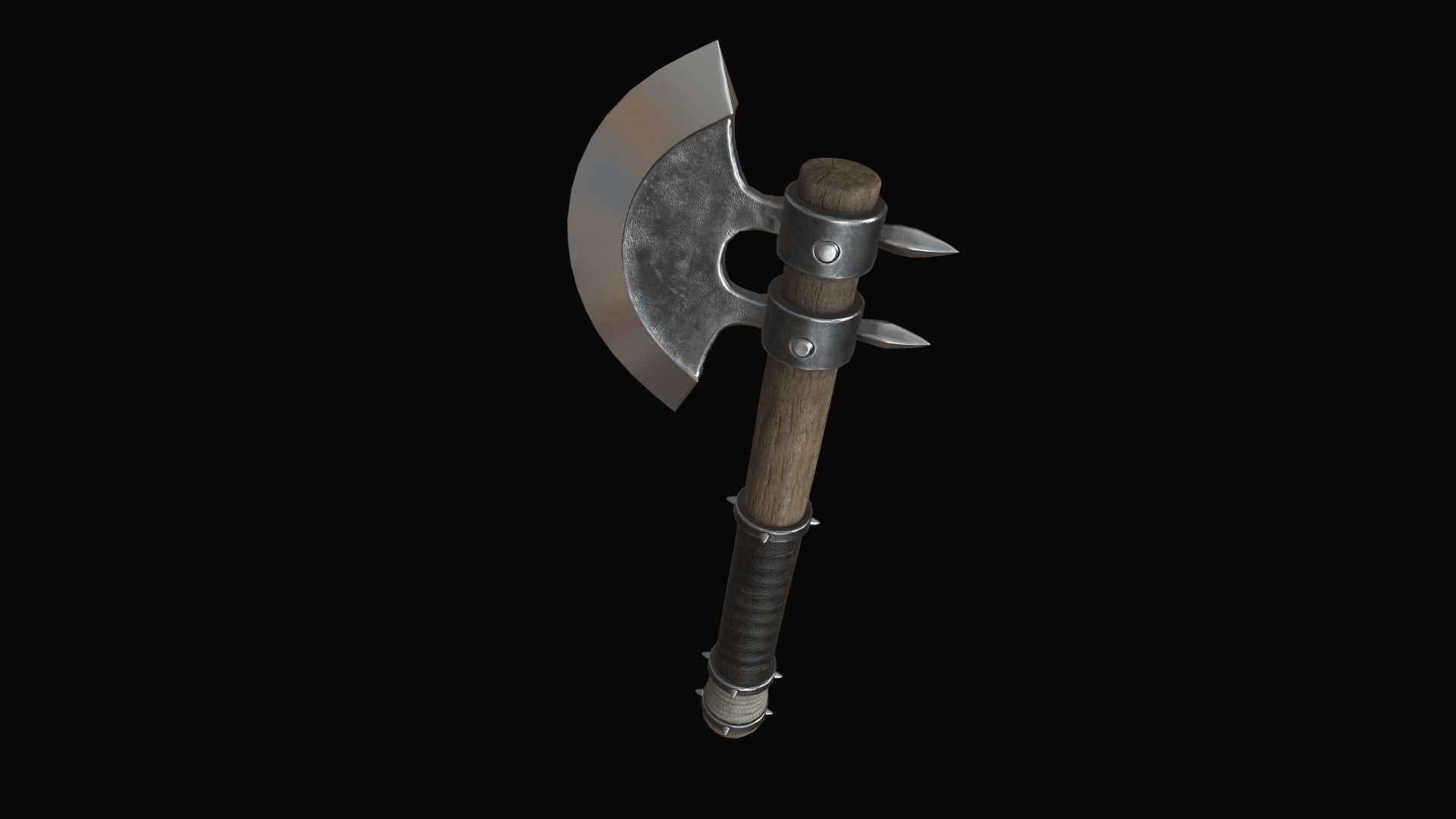 axe medieval Low-poly 3D model_9