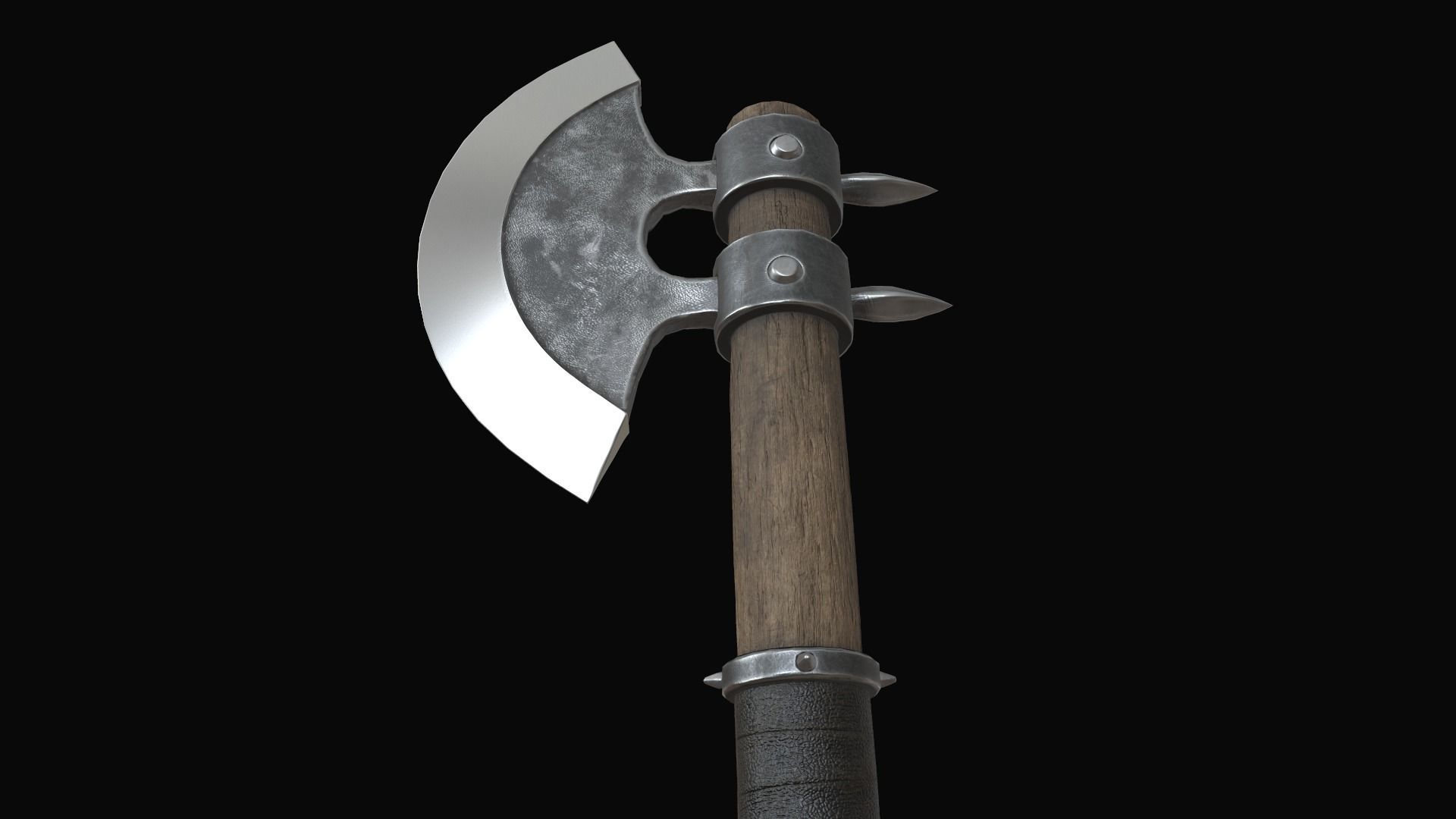axe medieval Low-poly 3D model_2