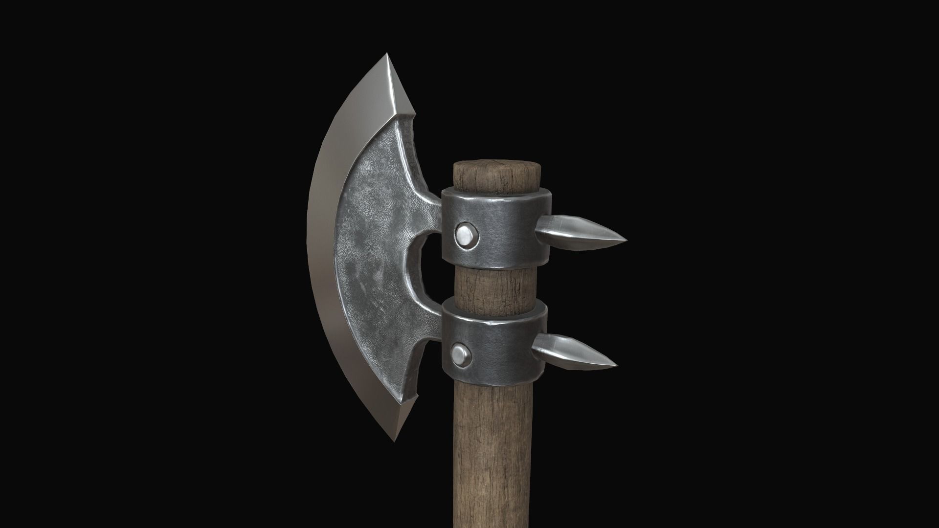 axe medieval Low-poly 3D model_12