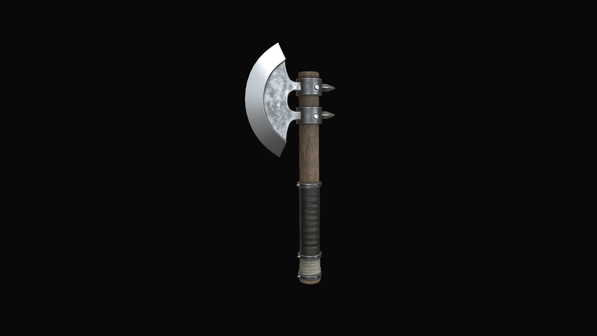 axe medieval Low-poly 3D model_3
