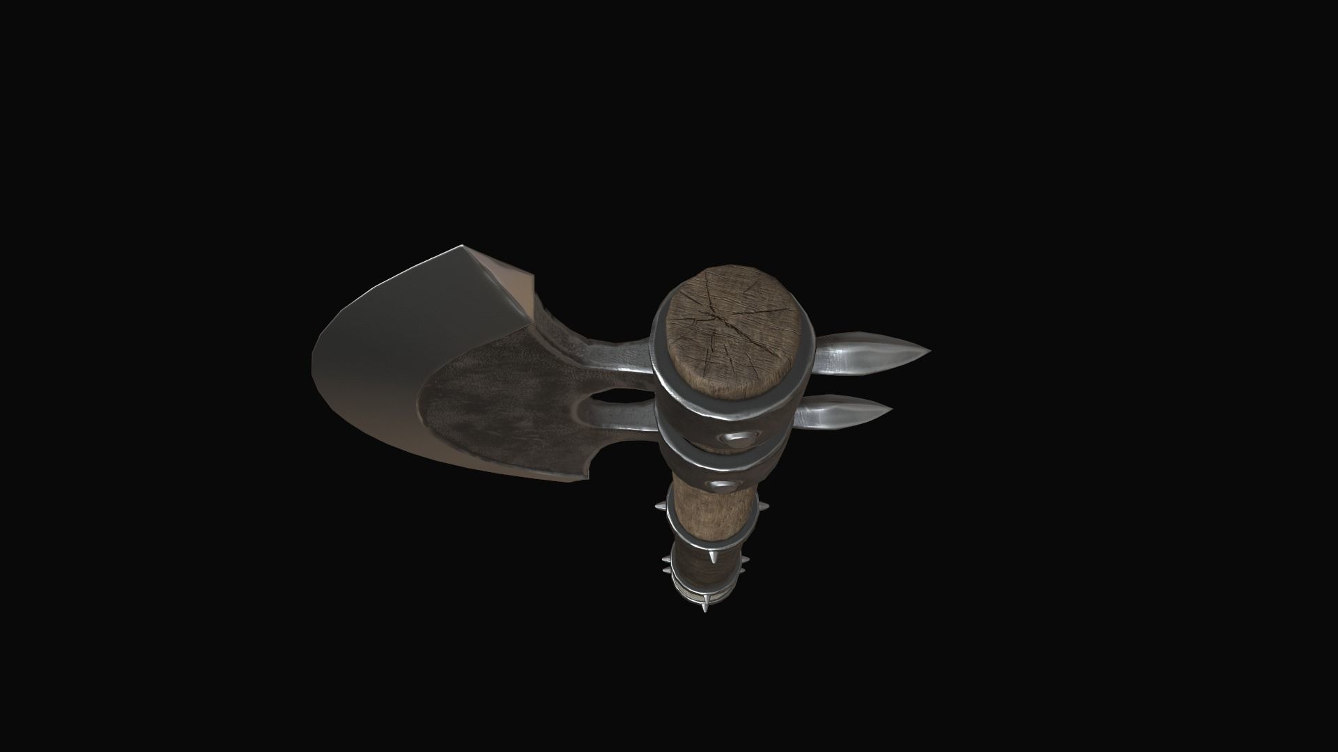 axe medieval Low-poly 3D model_10