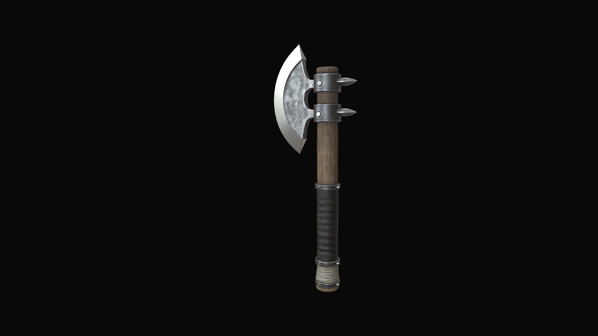 axe medieval Low-poly 3D model_8