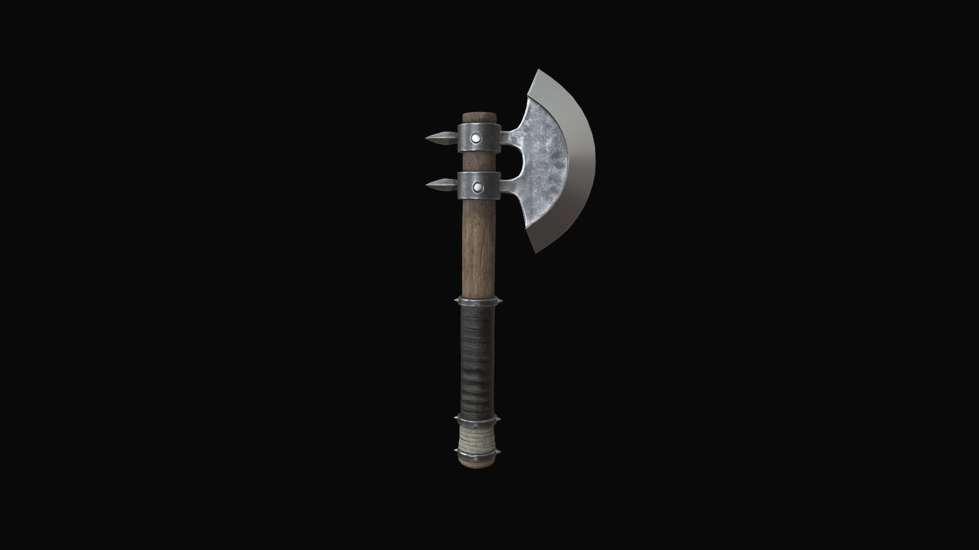axe medieval Low-poly 3D model_5