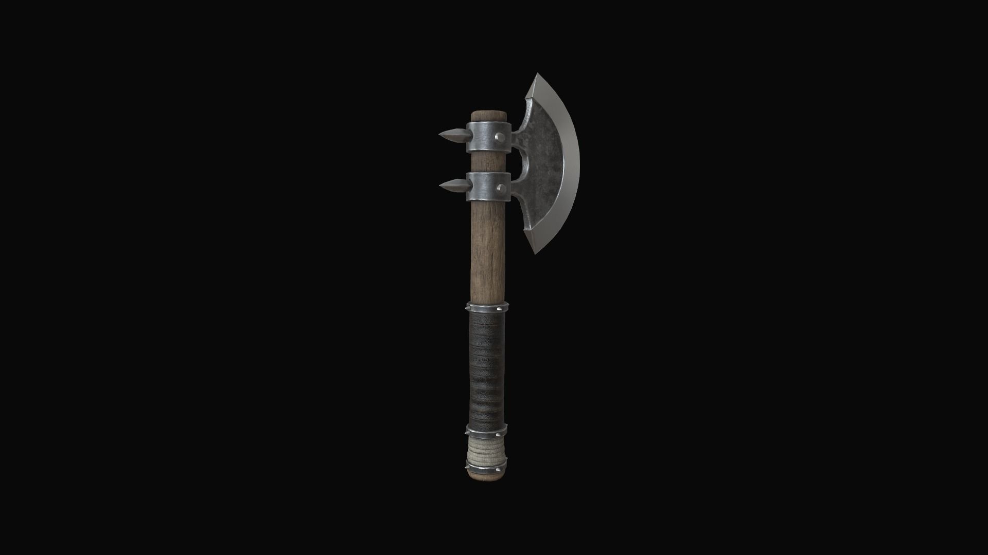 axe medieval Low-poly 3D model_6
