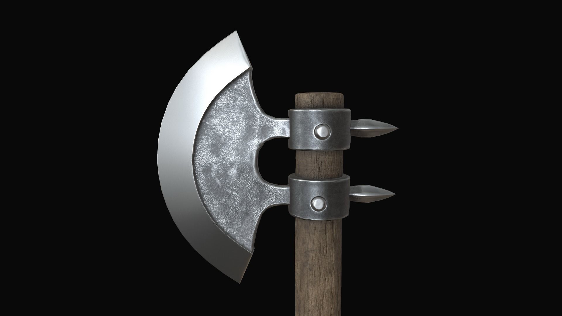 axe medieval Low-poly 3D model_11