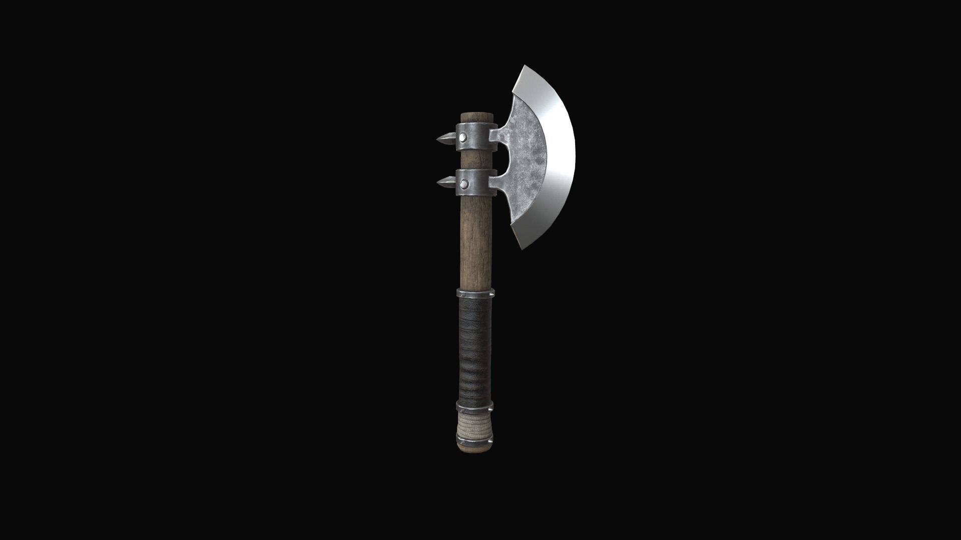 axe medieval Low-poly 3D model_4