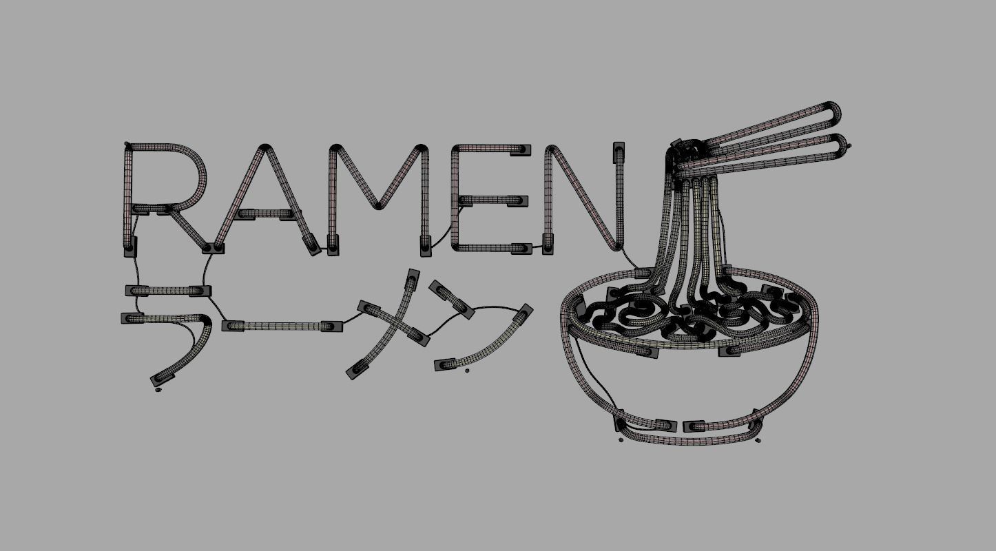 Ramen - Neon Sign 3D model_7