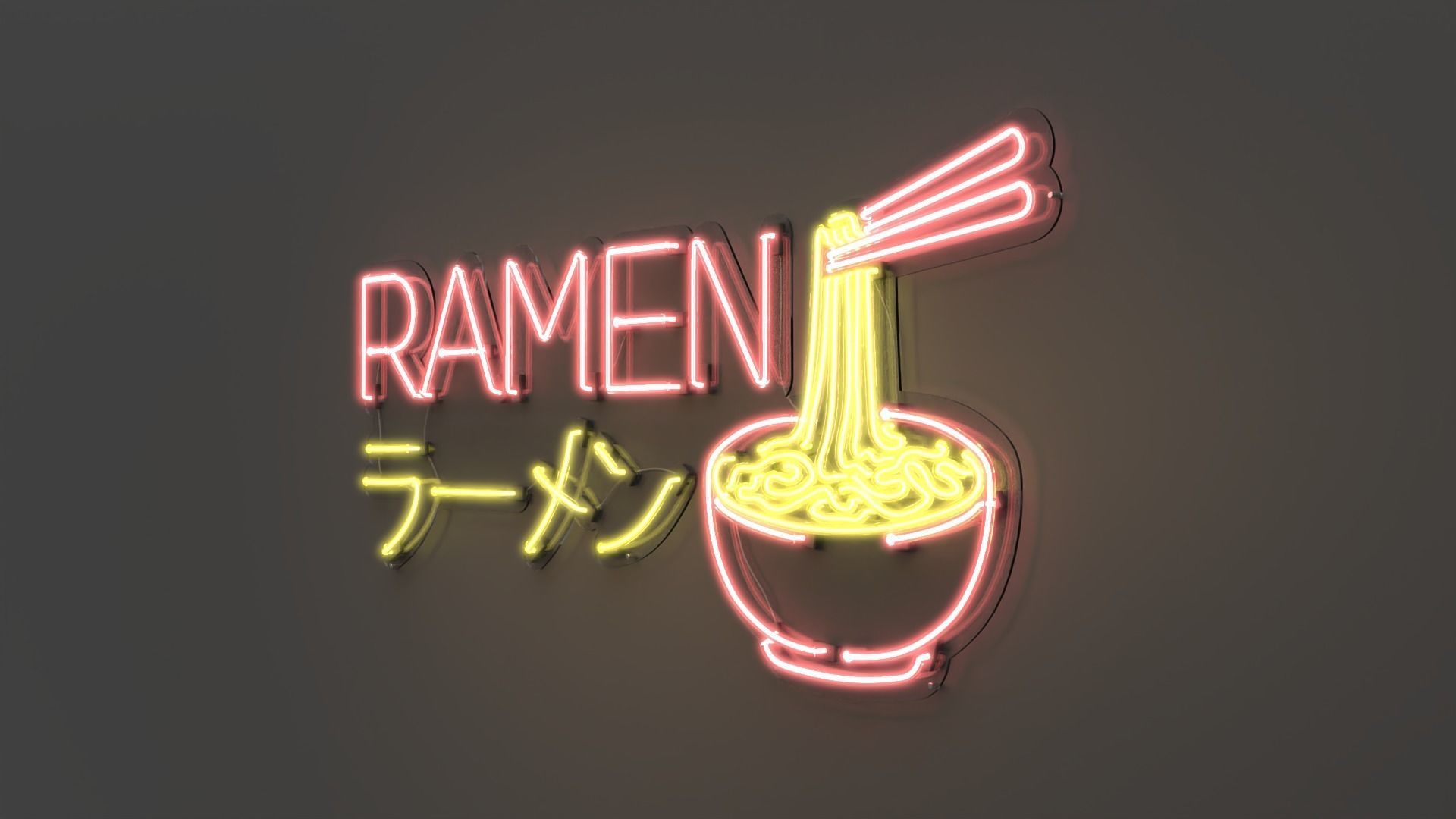 Ramen - Neon Sign 3D model_3