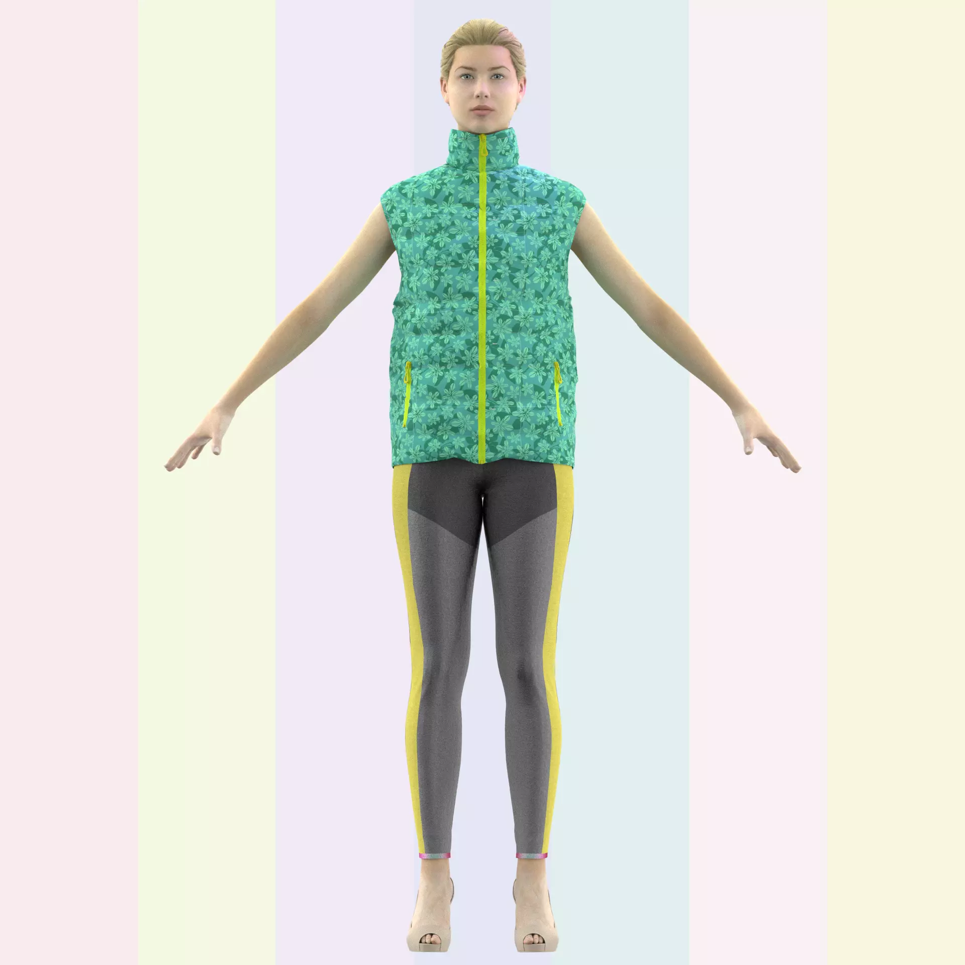 Womens Padded Gilets Low-poly 3D model