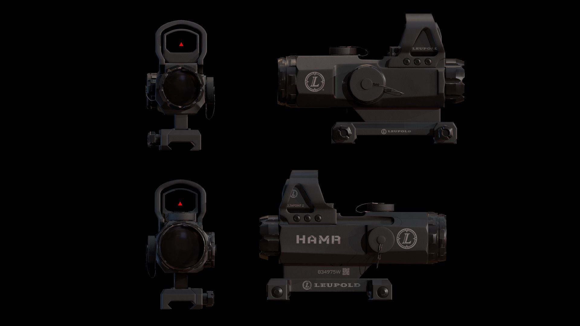 Leupold HAMR With Deltapoint 2 aimpoint Low-poly 3D model_6