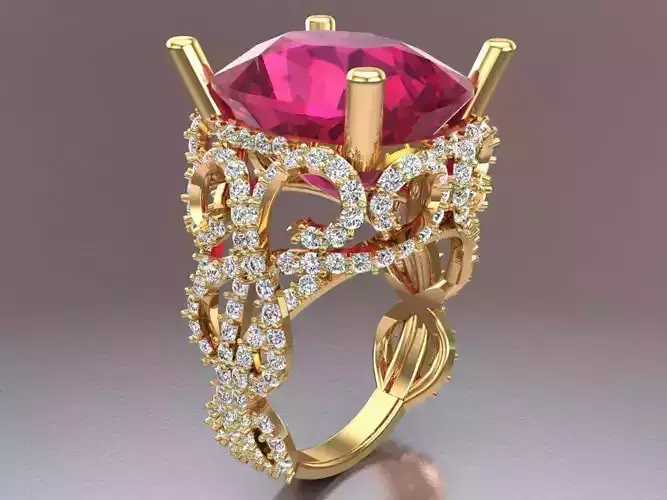 Gemstone rings - Oval stone ring - Diamond rings - N3432 3D print model