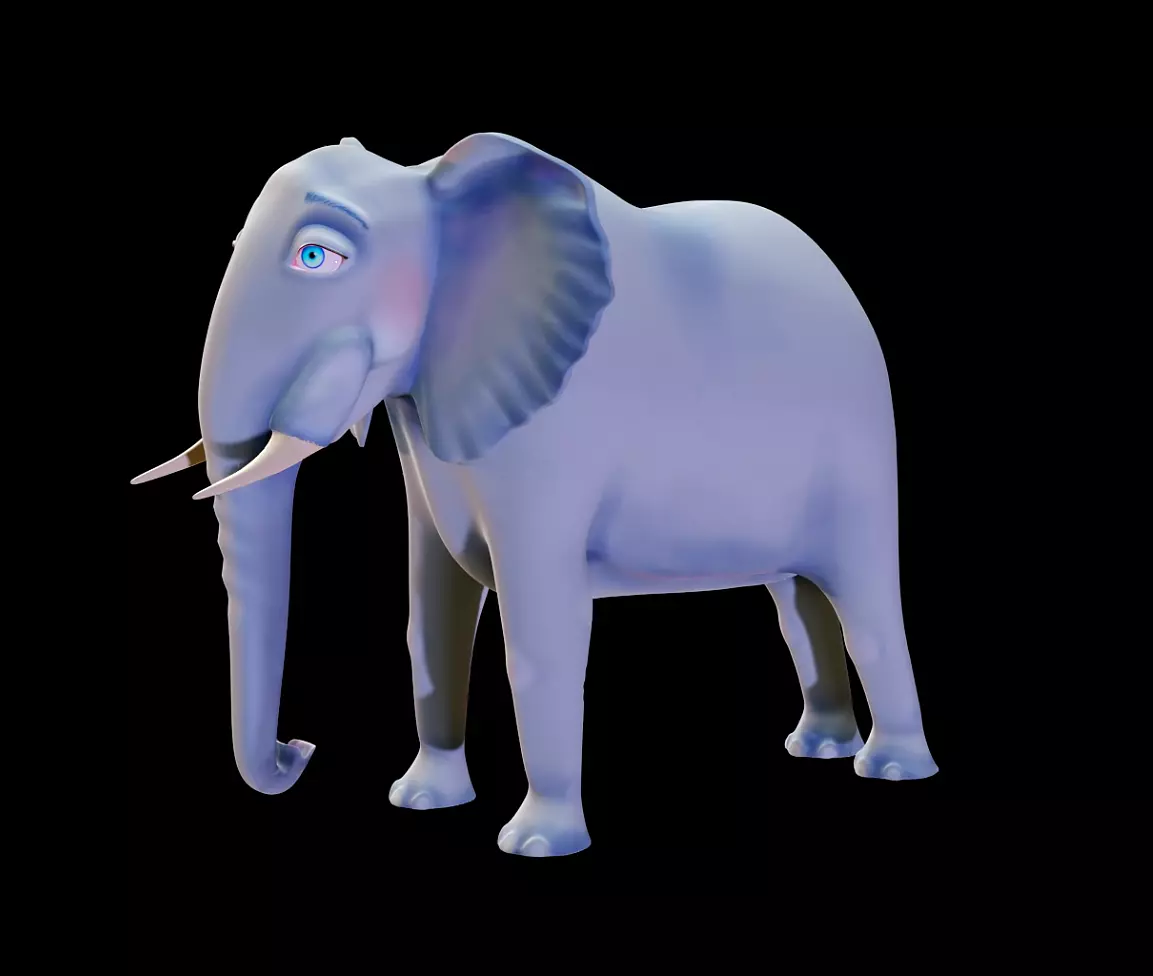Nice and kind cartoon Elephant- Stylized model 3D model_0
