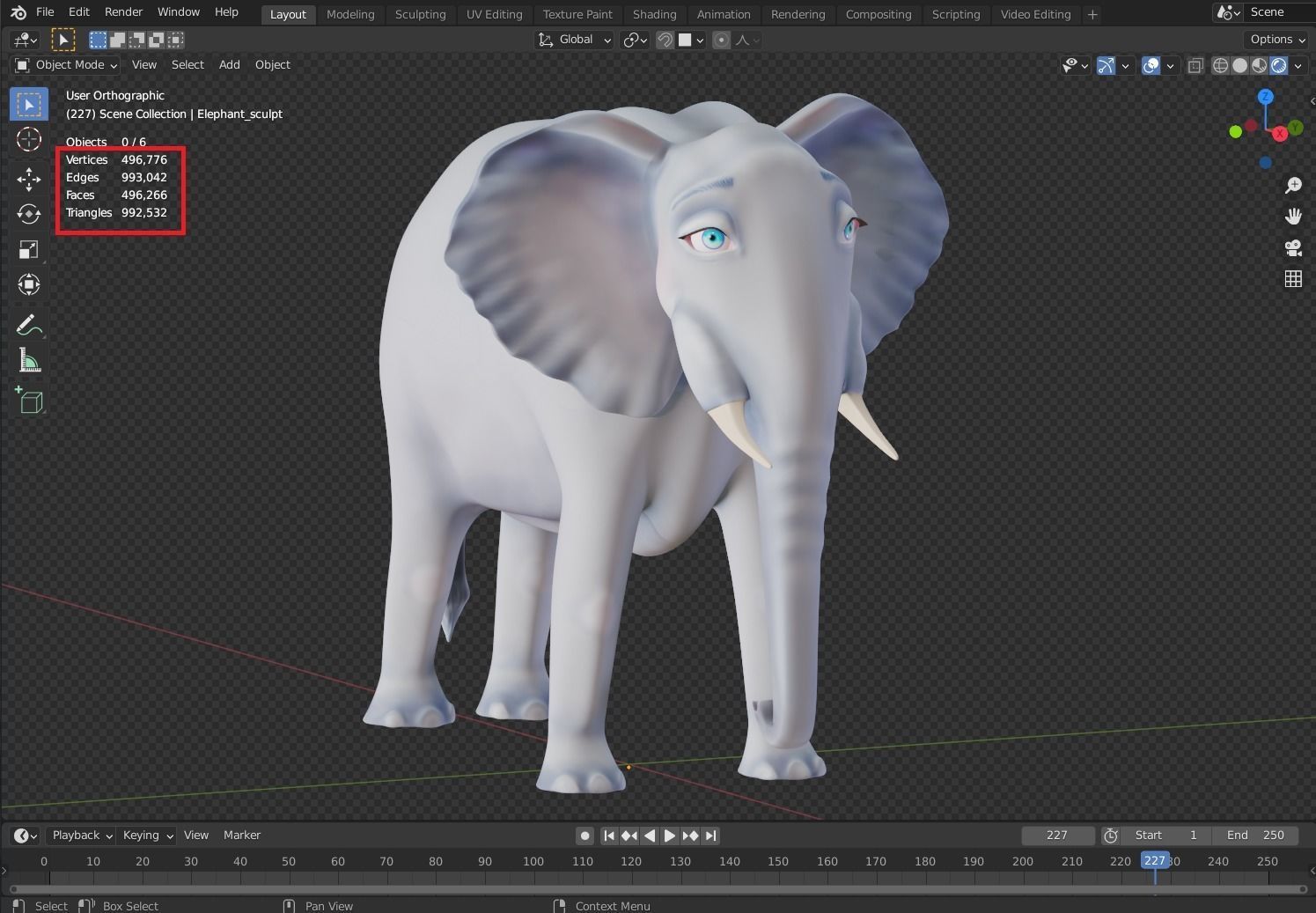 Nice and kind cartoon Elephant- Stylized model 3D model_12
