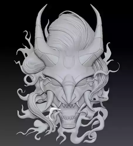 Japanese mask Hannya HI POLY 3D print model