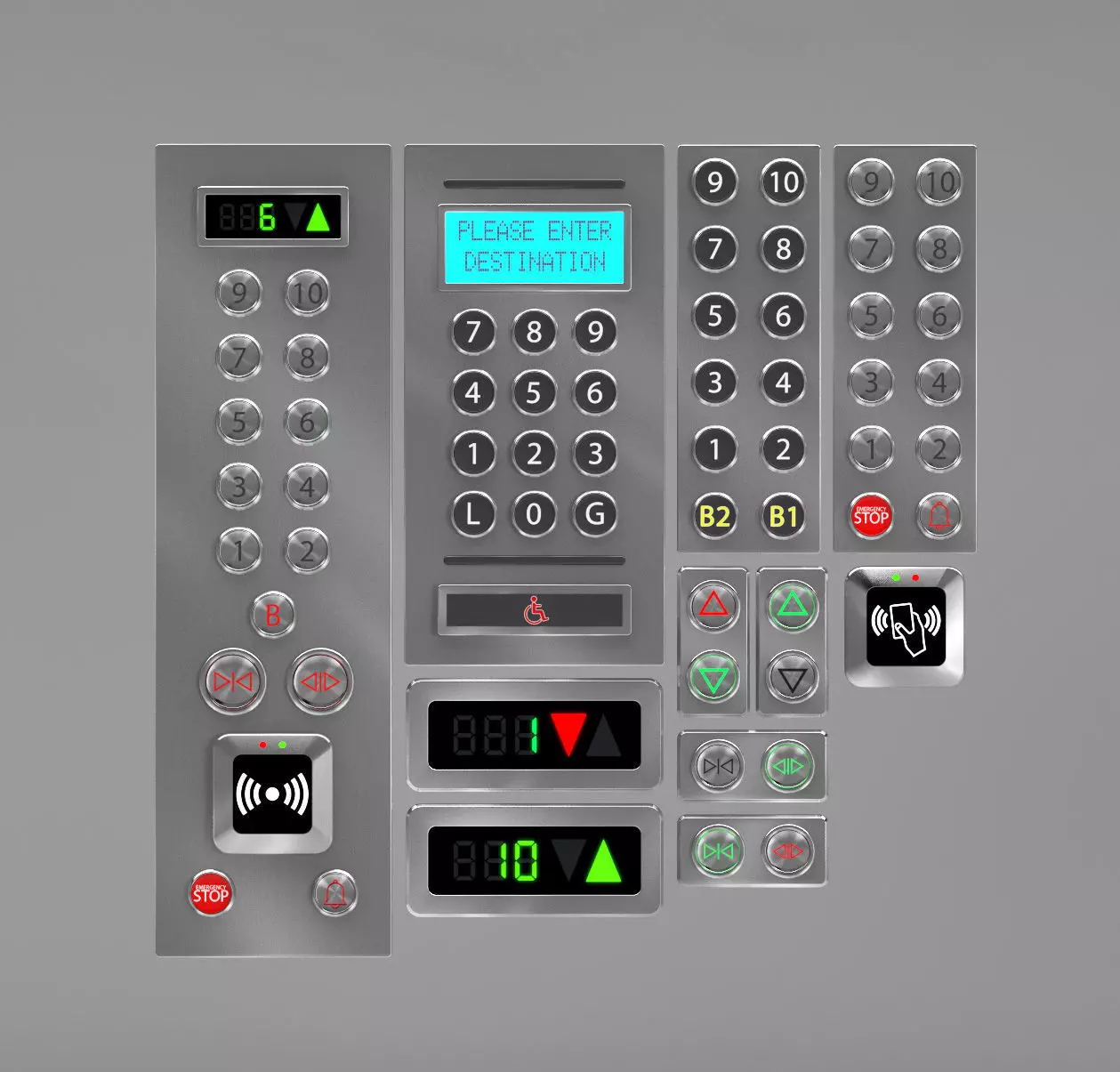 Elevator control panels Free 3D model_0