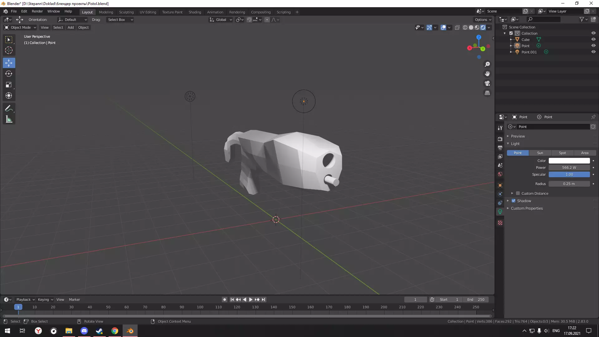 gun pistol Low-poly 3D model_0