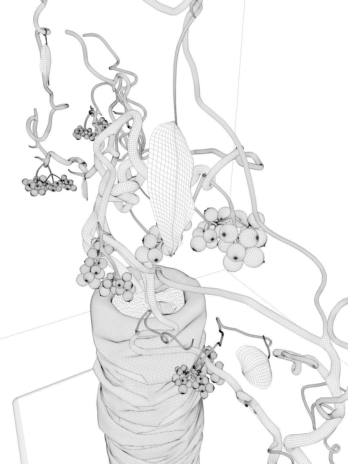 Vase with Rose Hip 3 3D model_4