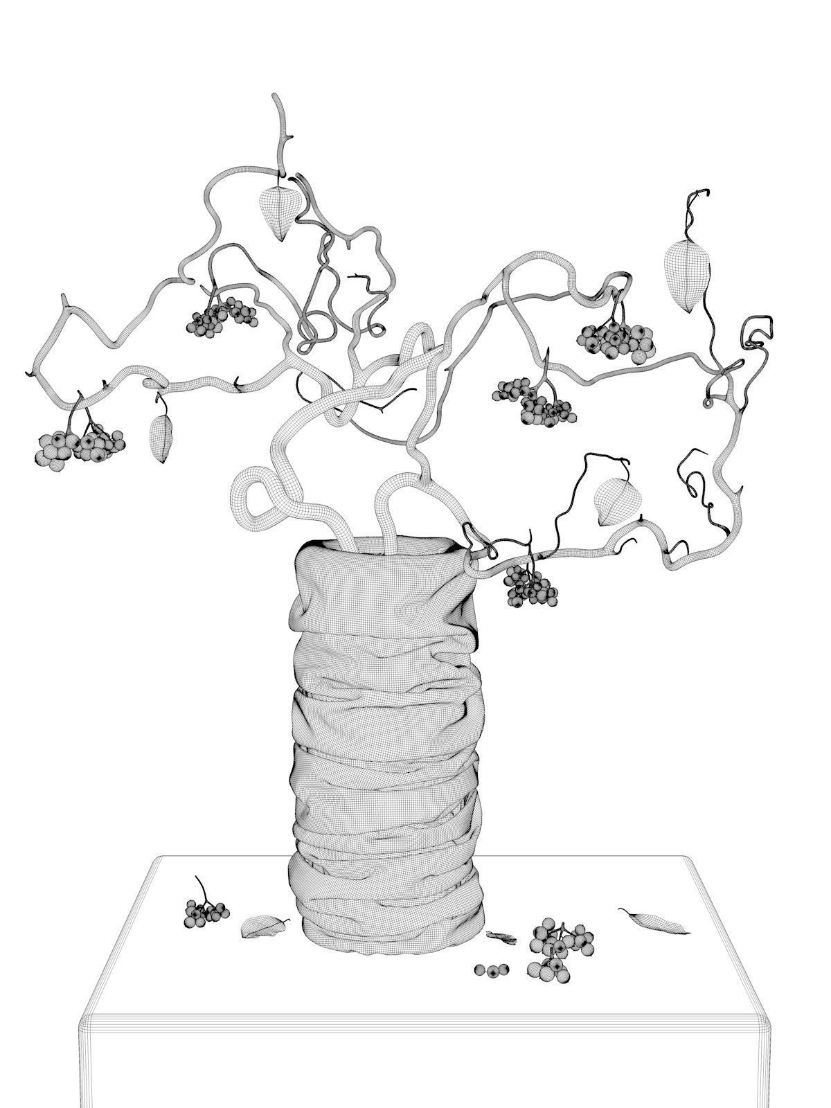 Vase with Rose Hip 3 3D model_3