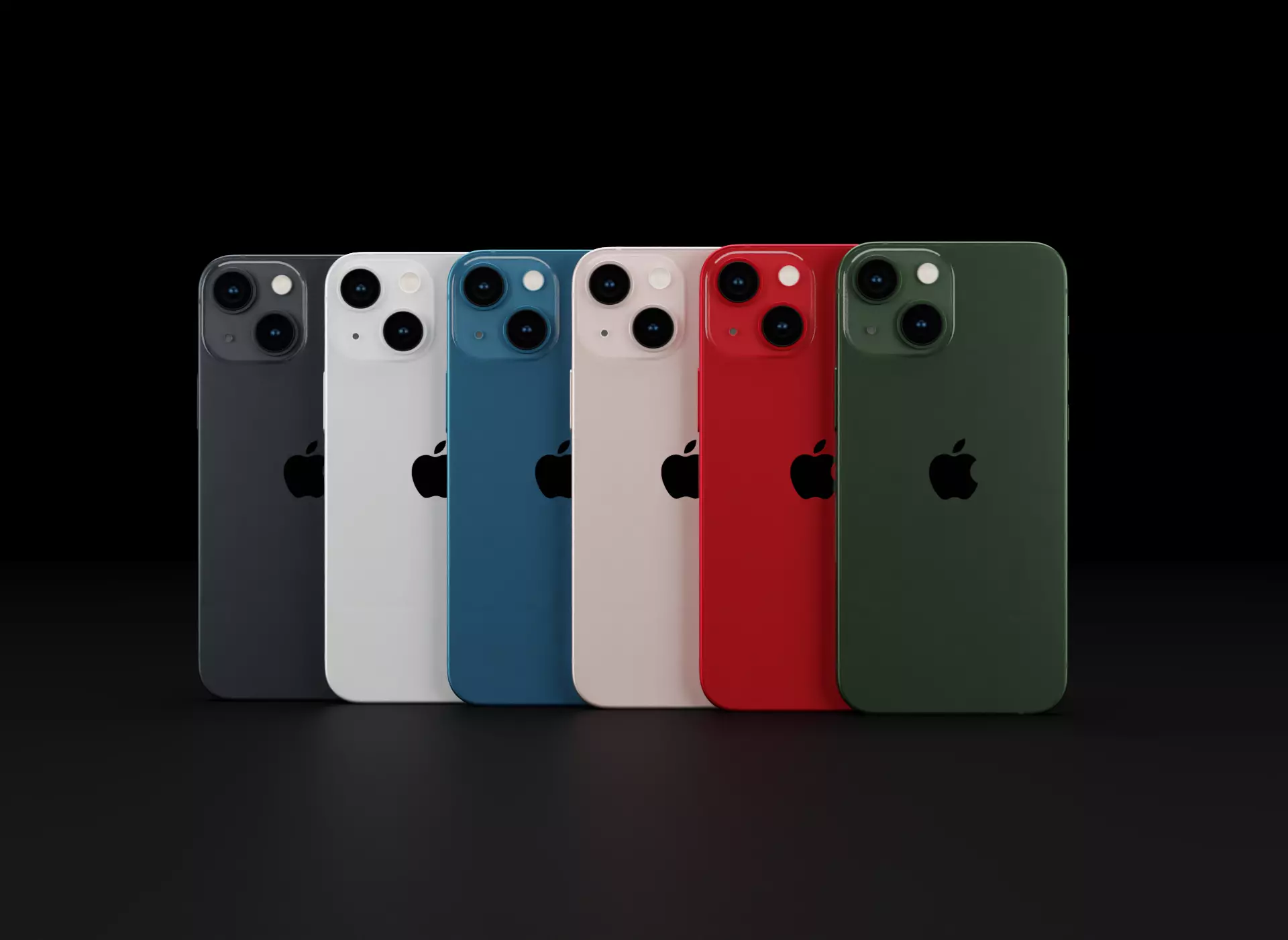 Apple iPhone 13 mini in all Official Colors Low-poly 3D model