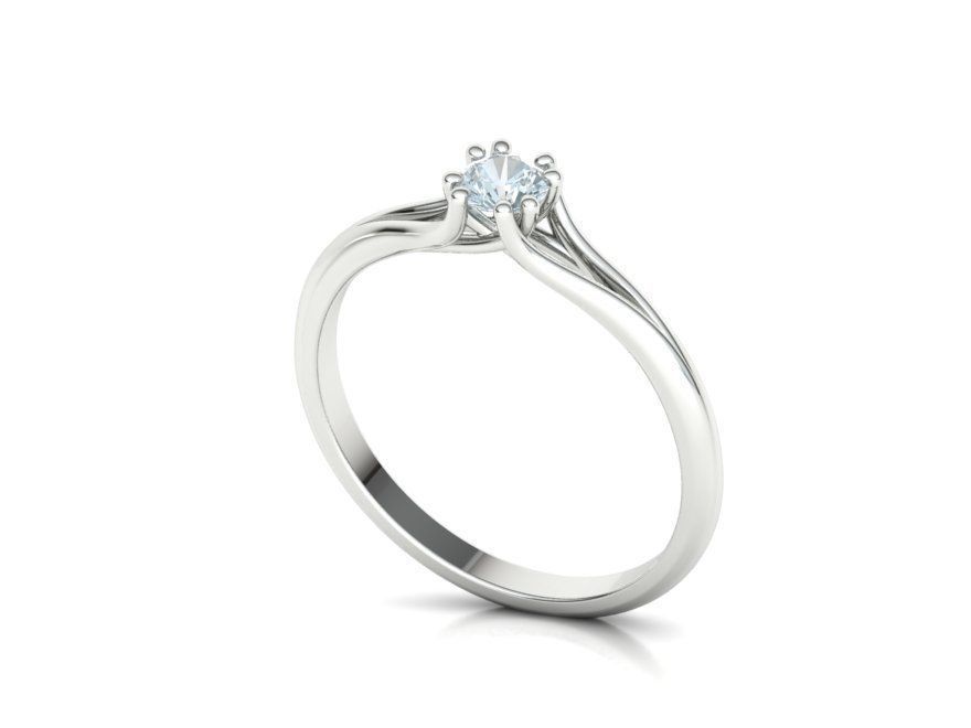 Solitaire Engagement Ring 4mm main Stone 3dmodel 3D print model_22