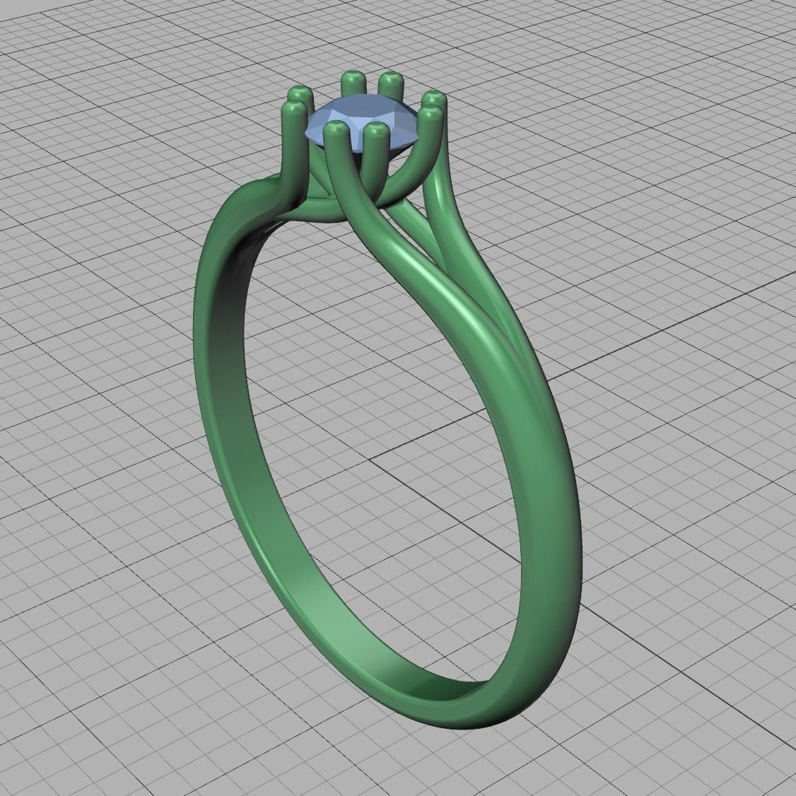 Solitaire Engagement Ring 4mm main Stone 3dmodel 3D print model_16
