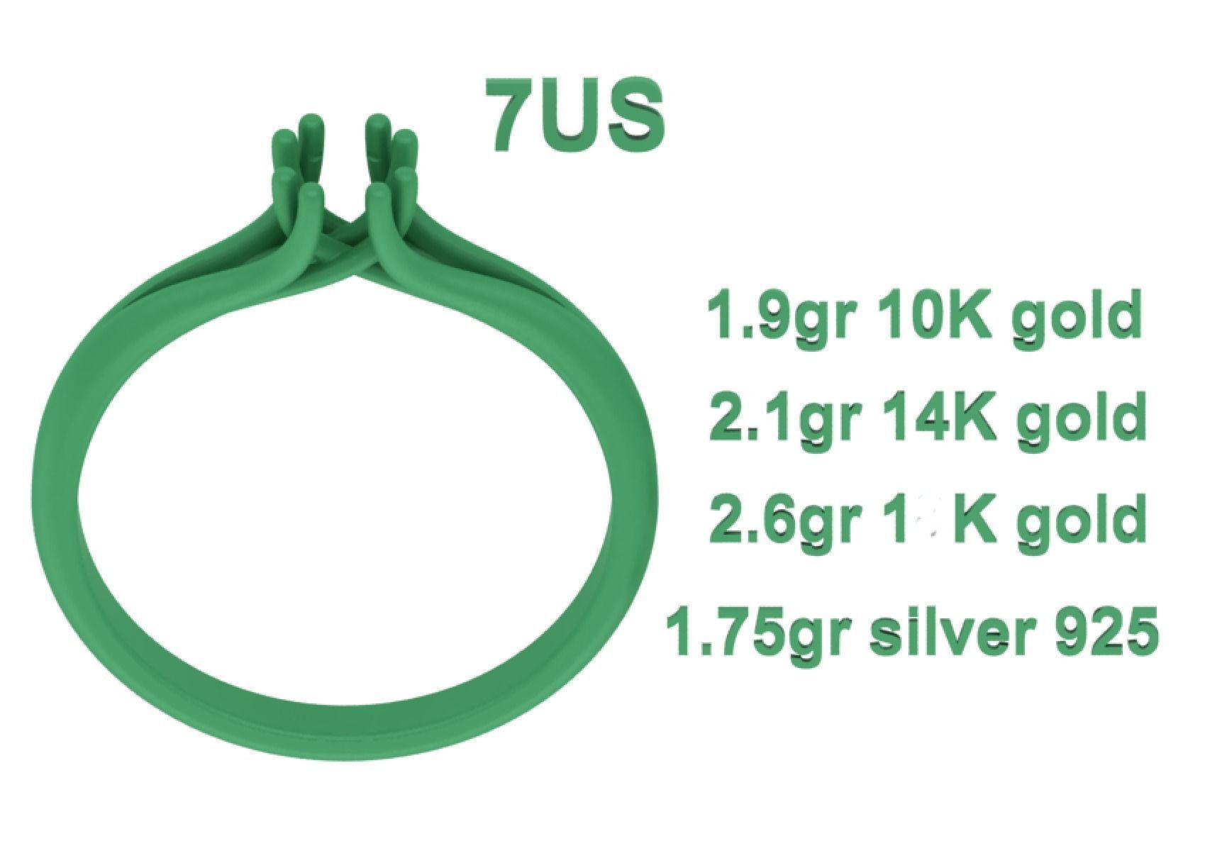 Solitaire Engagement Ring 4mm main Stone 3dmodel 3D print model_9