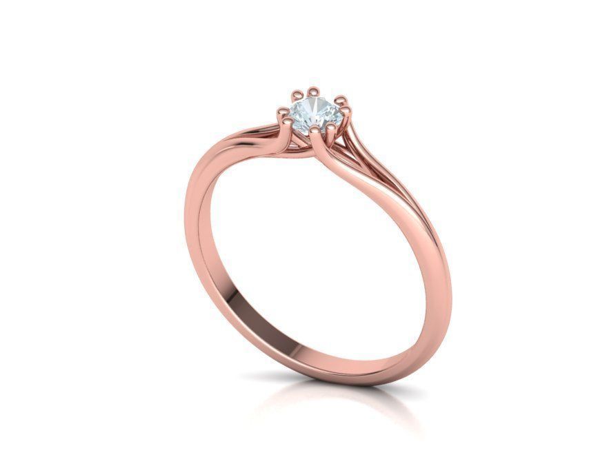 Solitaire Engagement Ring 4mm main Stone 3dmodel 3D print model_21