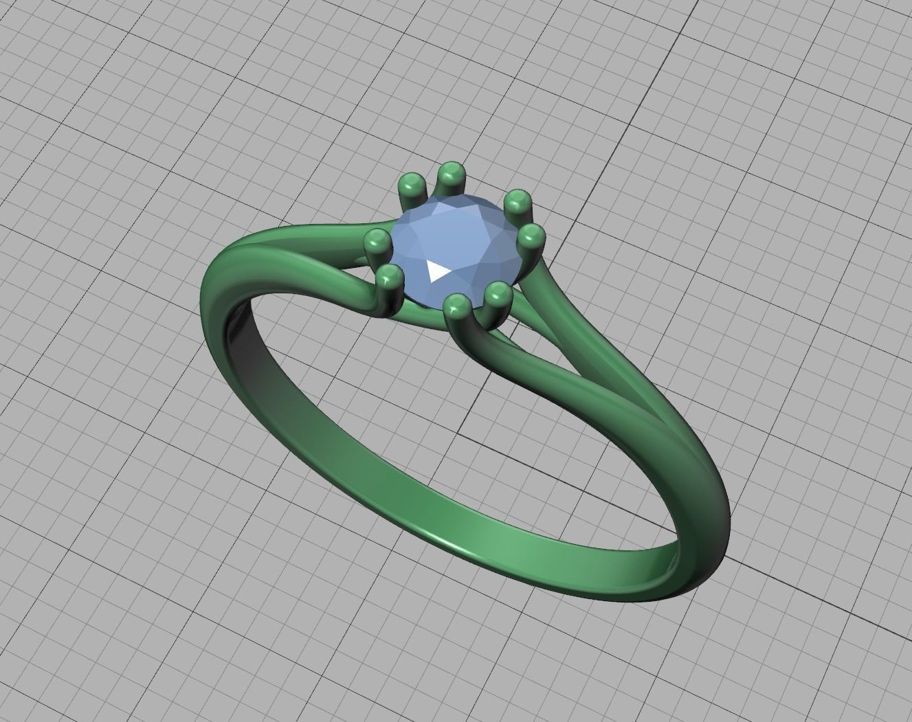 Solitaire Engagement Ring 4mm main Stone 3dmodel 3D print model_15