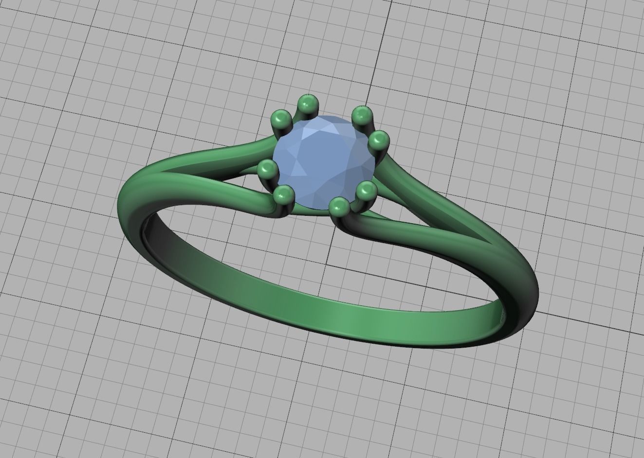 Solitaire Engagement Ring 4mm main Stone 3dmodel 3D print model_13