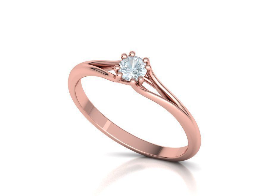 Solitaire Engagement Ring 4mm main Stone 3dmodel 3D print model_24