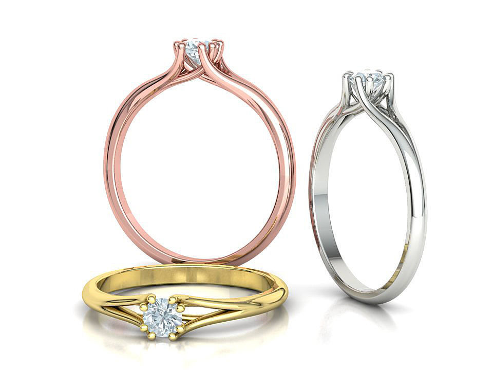 Solitaire Engagement Ring 4mm main Stone 3dmodel 3D print model_0